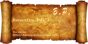 Bencsics Pál névjegykártya